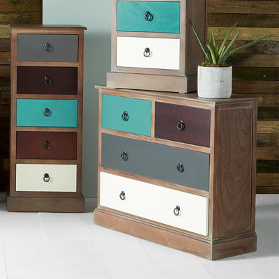 Loft-Blue-Multicoloured-Pine-Wood-4-Drawer-Unit_1