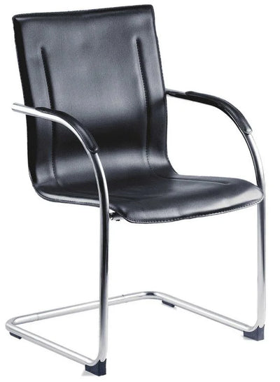 Teknik-Office-Guest-Black-Leather-Effect-Reception-Chair