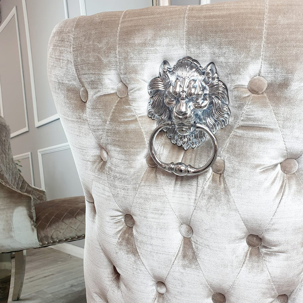 Chelsea Dining Chair with Lion Knocker & Buttoned Back