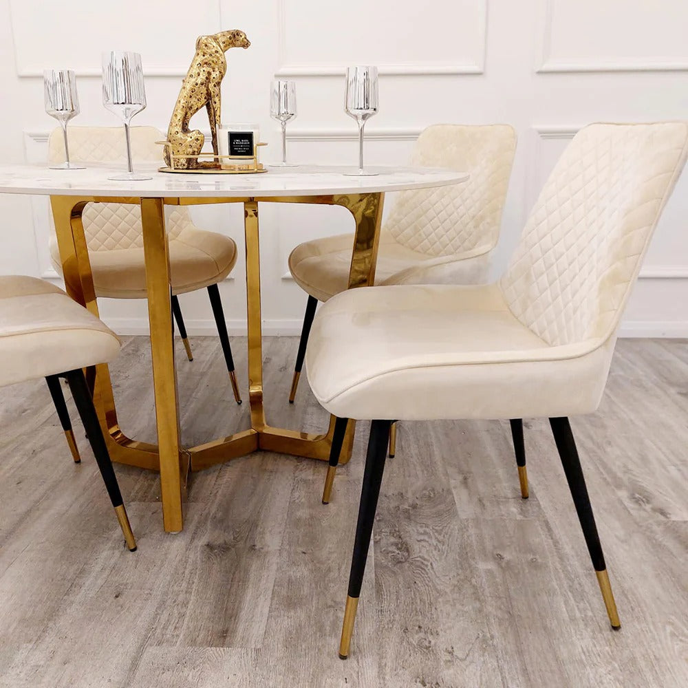 Lucien Gold 1.2 Round Dining Table with Sintered Stone Top