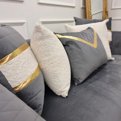 Empire 3 & 2 Seater Sofa Set - Grey & Gold