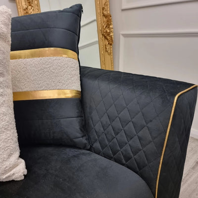 Empire 3 & 2 Seater Sofa Set - Black & Gold