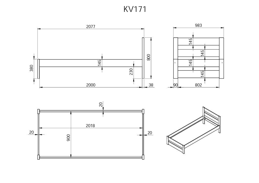 Noomi Tera Solid Wood Single Bed